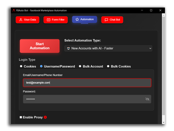 FBAuto Bot Software Interface
